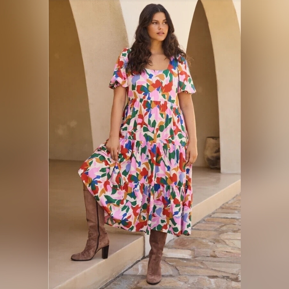 Mister Zimi Winter colorful fun spring Midi Dress in Leaf Size 10